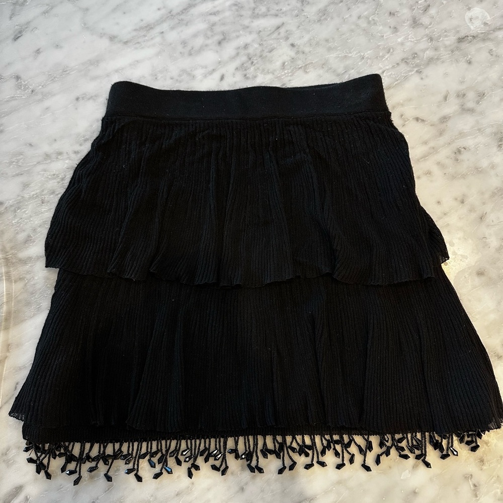 Zara Mini Black Skirt with bead tassels